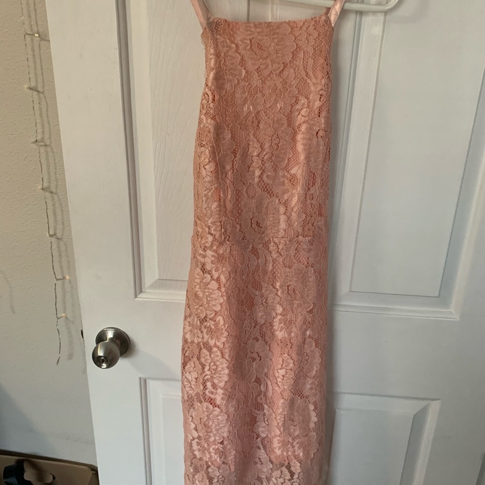 Lulu's Champagne Pink Lace Dress - Picture 2 of 4
